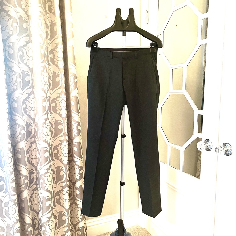 Calvin Klein Mens Straight Slim Fit Dark Gray Dress Pants 30x32